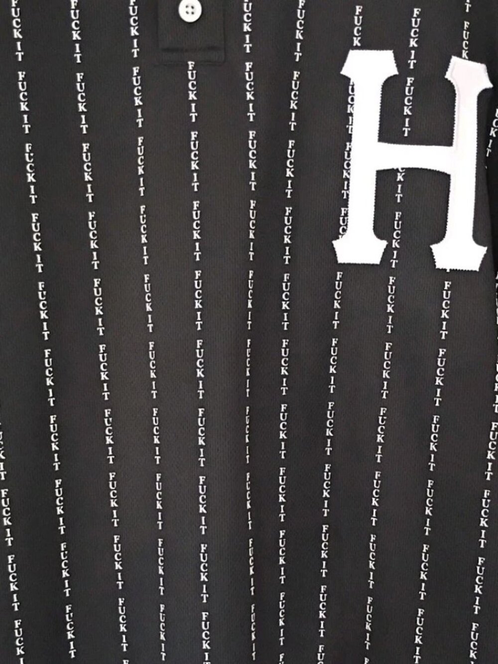 Huf Worldwide "F* it"Collection Black & White Stripe Baseball Jersey Large Rare - Picture 5 of 5